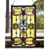 JENICE Tiffany-Style Victorian Stained-Glass Window Panel, 26"