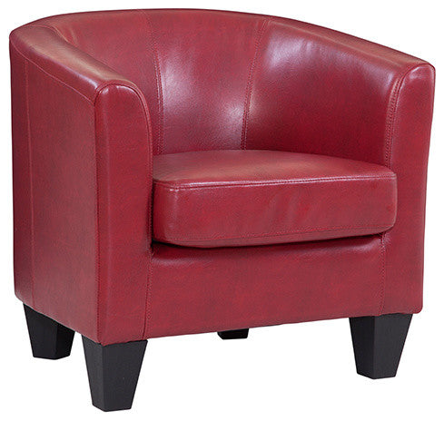 Grafton Home Enzo Upholstered Barrel Chair, Red Faux Leather