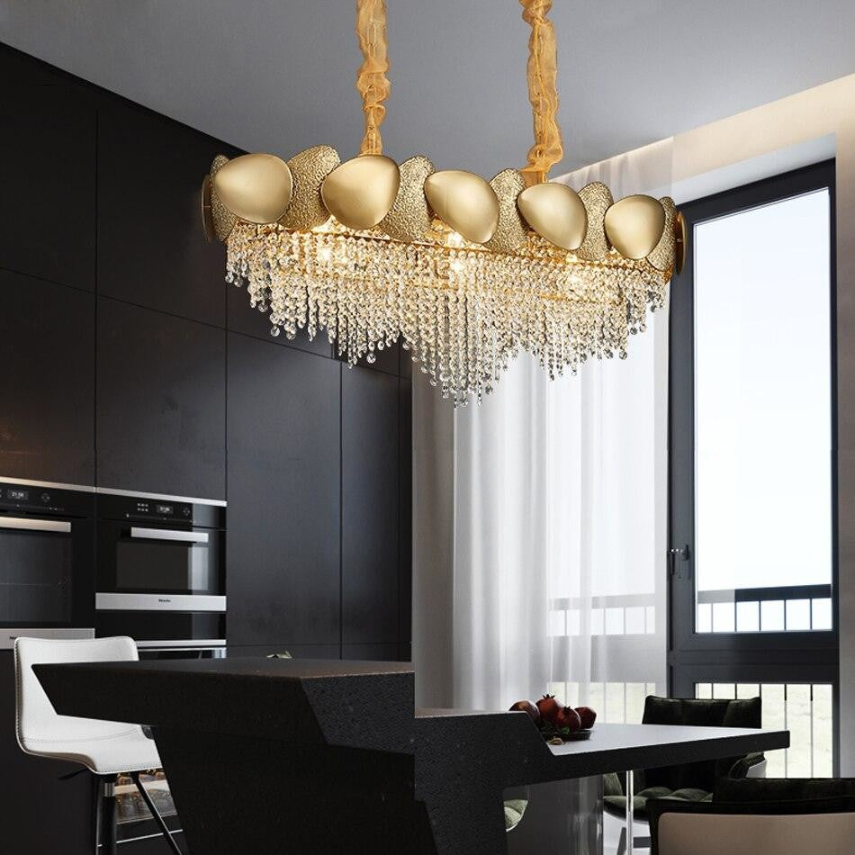 Gold Plated Crystal LED Modern Dining Room Chandelier
