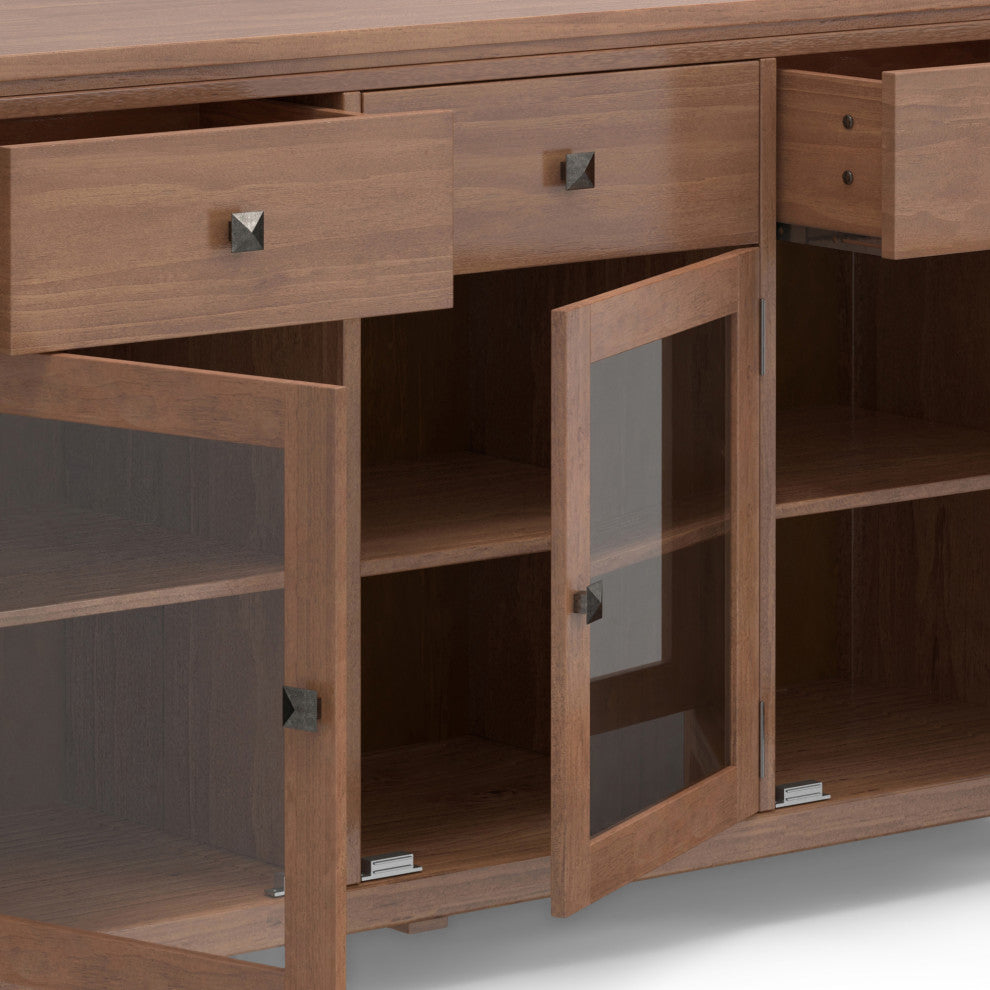 Cosmopolitan Solid Wood Sideboard Buffet, Medium Saddle Brown