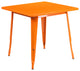 31.5'' Square Metal Indoor Table, Orange, 31.50"x31.50"x29.50"