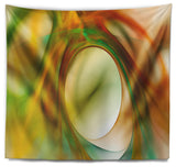 Circled Green Psychedelic Texture Abstract Wall Tapestry, 39"x32"