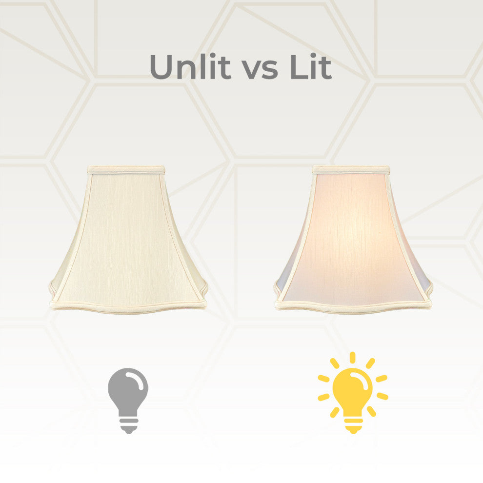 Royal Designs Fancy Square Bell Basic Lamp Shade, Beige, 4x10x8.5, Set of 2