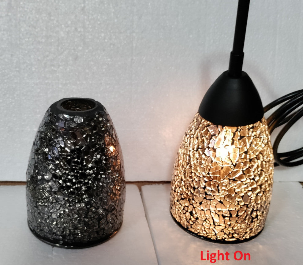 Venezia Mini Pendant, Satin Nickel, Mosaic Mirror, 5-Light, 14"D