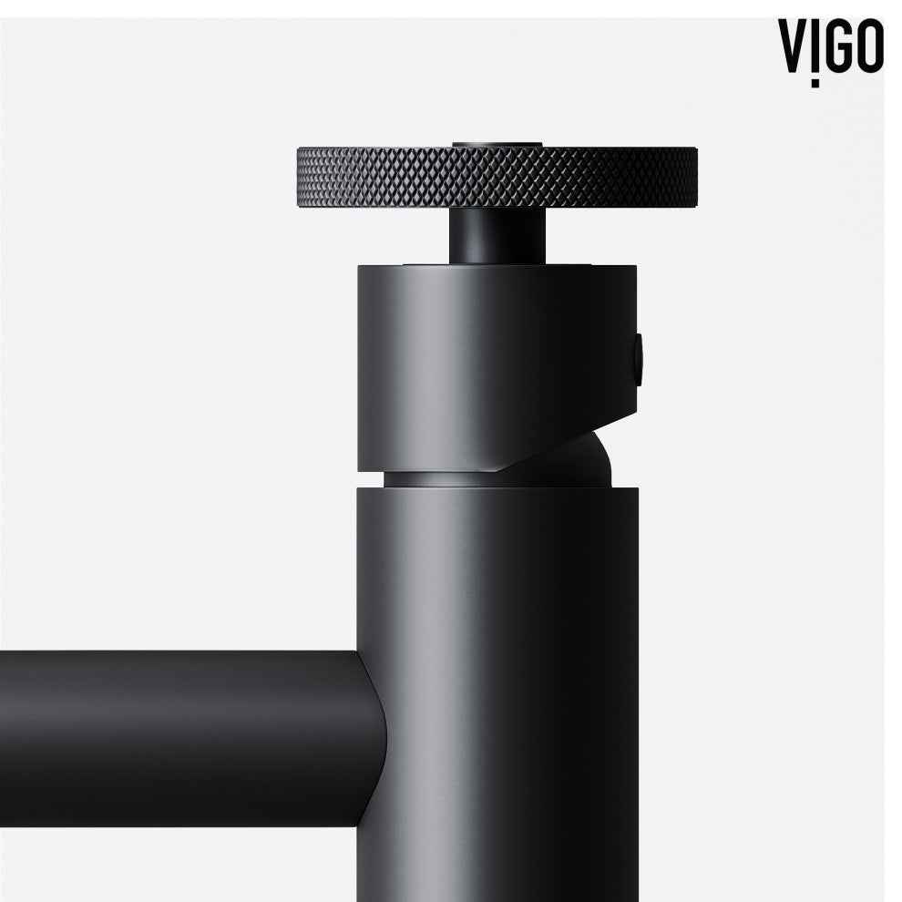 VIGO Cass 12" H Single Handle Single Hole Bathroom Vessel Faucet, Matte Black