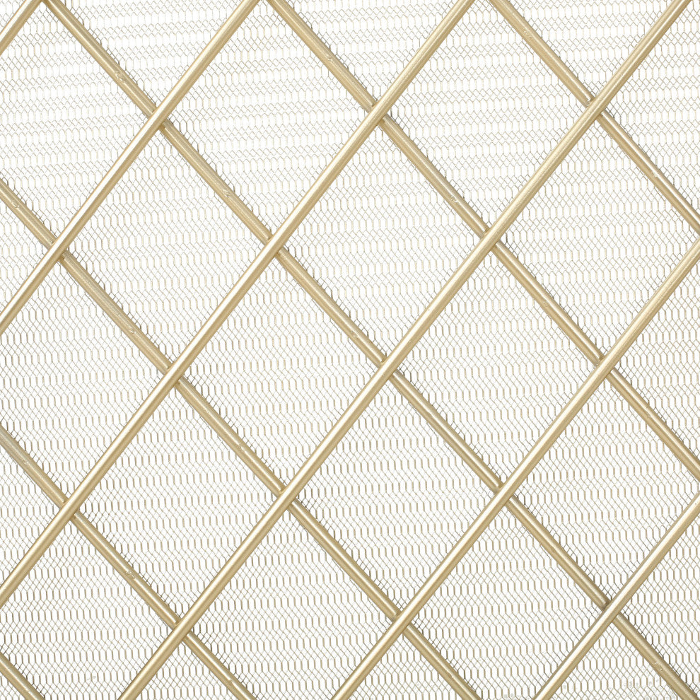 GDF Studio Angella 3-Paneled Iron Fireplace Screen, Gold
