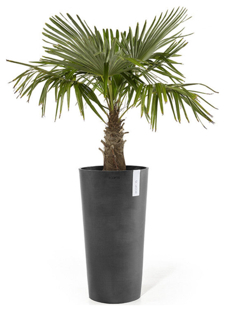 Ecopots Amsterdam Mid High Round Flower Planter, Dark Grey, 26"