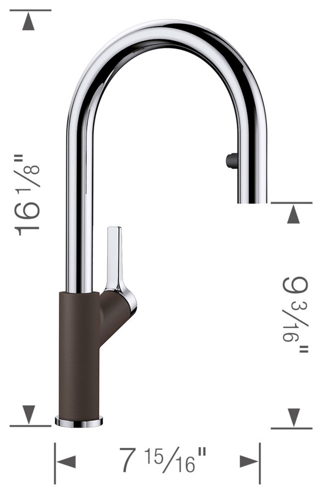 Blanco Urbena Pull Down1.5 GPM in Chrome/Cafe