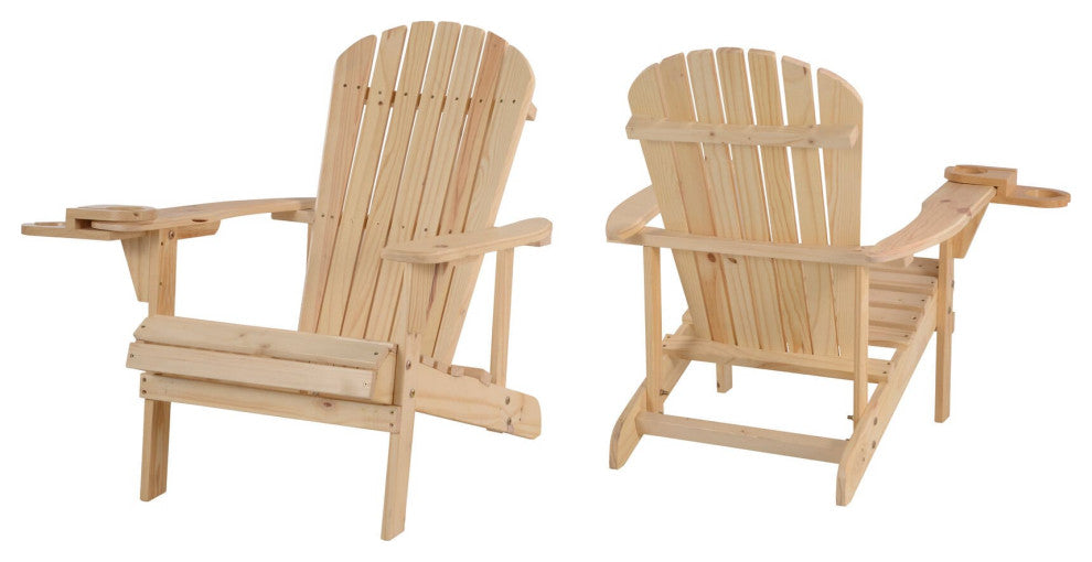 Earth Collection Adirondack Chair With phone and cup holder, Natural, Two Adiron
