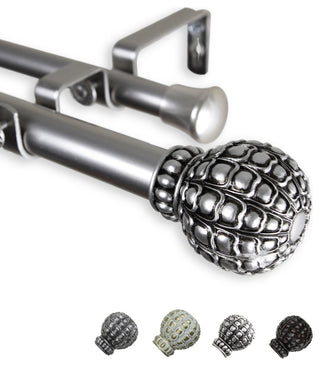 Velia 1" Double Curtain Rod, Satin Nickel, 28-48"