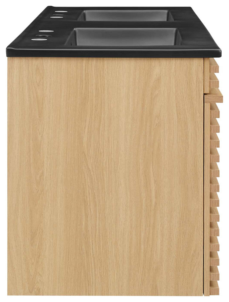 Render 48" Wall-Mount Bathroom Vanity, Oak Black