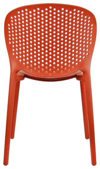 Stackable Plastic Armless Side Dining Chairs Fully Assembled Set of 2, Dark Orange