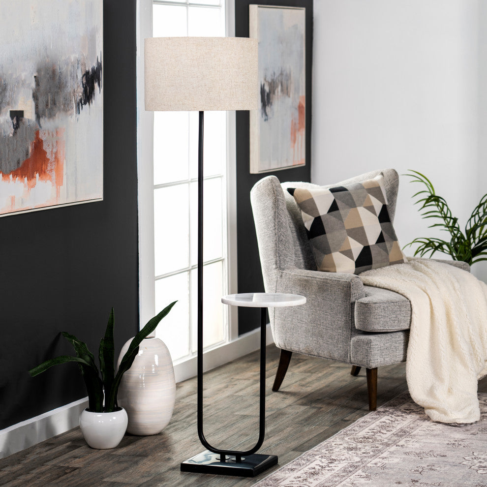 Nuloom 60" Marble/Iron Modern Tray Floor Lamp