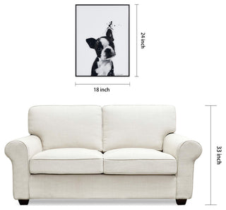 "Boston Terrier" Black and White Pet Art on Printed Glass with Anodized Frame