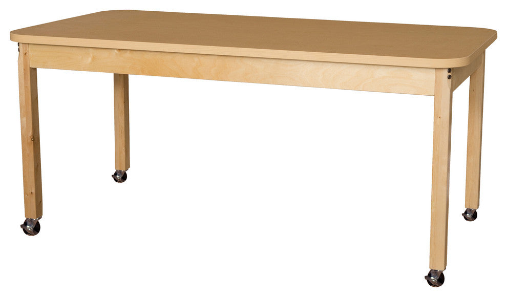 Mobile Rectangle High Pressure Laminate Table with Hardwood Legs, 24"