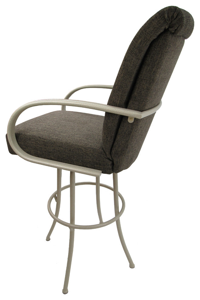 Swivel Bar Stool Metal Frame 30", Sanora Brown, Beige Frame