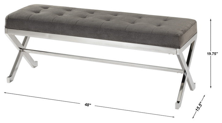New Uttermost Bijou Gray Fabric Bench