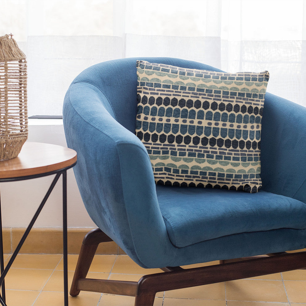 Plutus Blue Harmony Border Luxury Throw Pillow, 20"x26"
