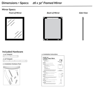 Morgan Framed Wall Mirror, Dark Gray, 26"x32"