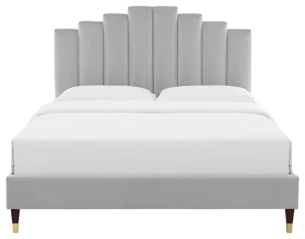 Elise King Performance Velvet Platform Bed MOD-6875-LGR