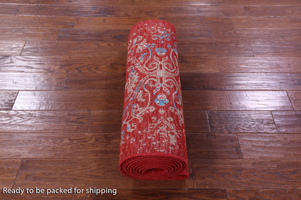 Runner Wool & Silk Modern Handmade Rug 2' 6" X 14' 2" - Q14908