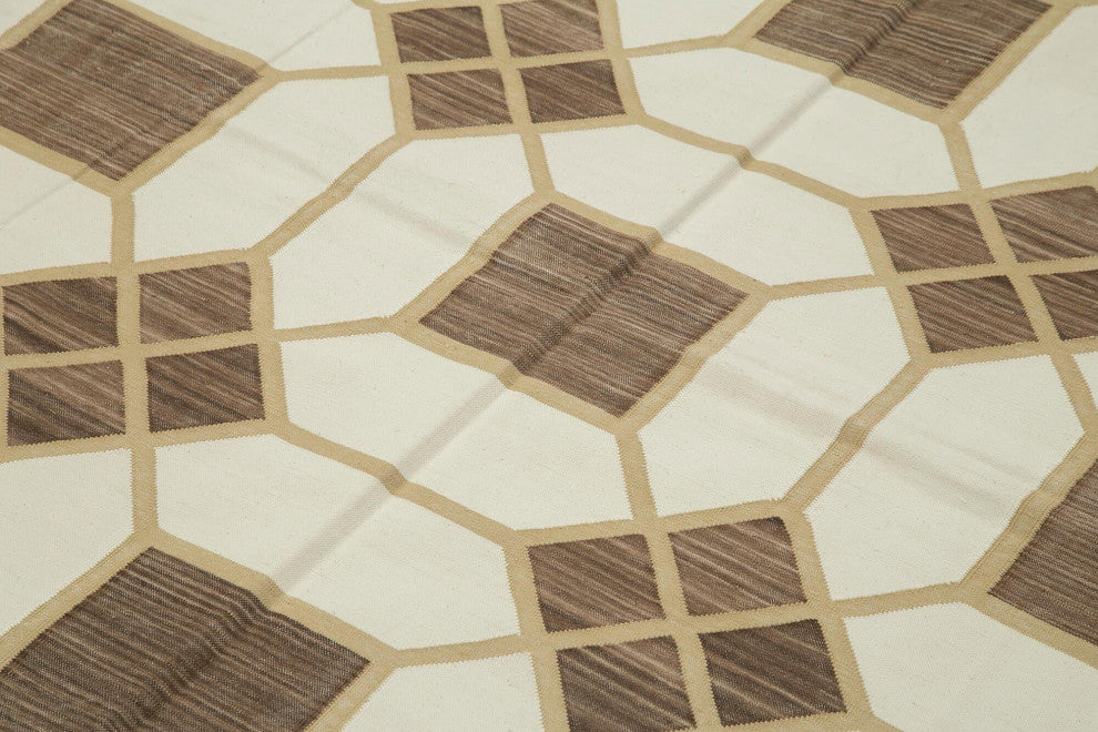 Rug N Carpet - Handmade Wool 5' 10'' x 8' 9'' Geometric Dhurrie Kilim Rug