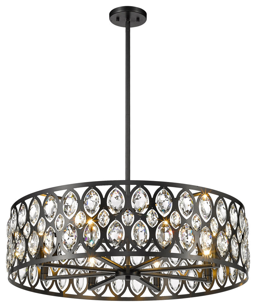 Dealey Eight Light Chandelier, Matte Black