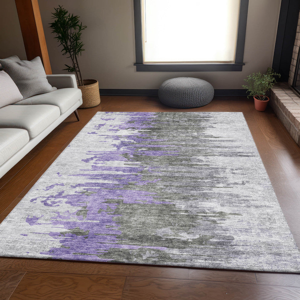 Premium Machine Washable Mayfield AMF704 Purple 5' x 7'6" Rug