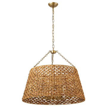 Farmhouse Painted Gold 6-Light Unique Hand Woven Oversize Pendant Light