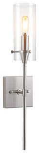 Cato 4.5" 1-Light Bohemian Farmhouse Iron/Glass LED Sconce, Nickel/Clear