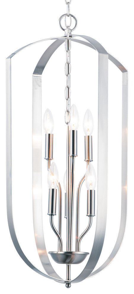 Maxim 10039 Provident 6 Light 15"W Taper Candle Pendant - Satin Nickel