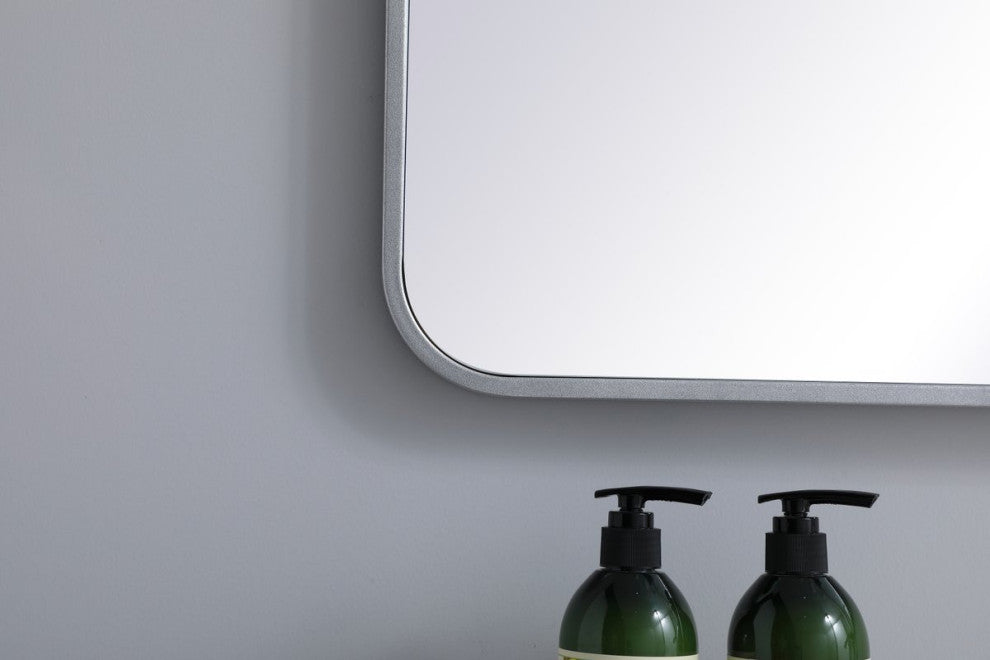 Ellis Soft Corner Metal Rectangular Mirror, Silver, 27"x40"
