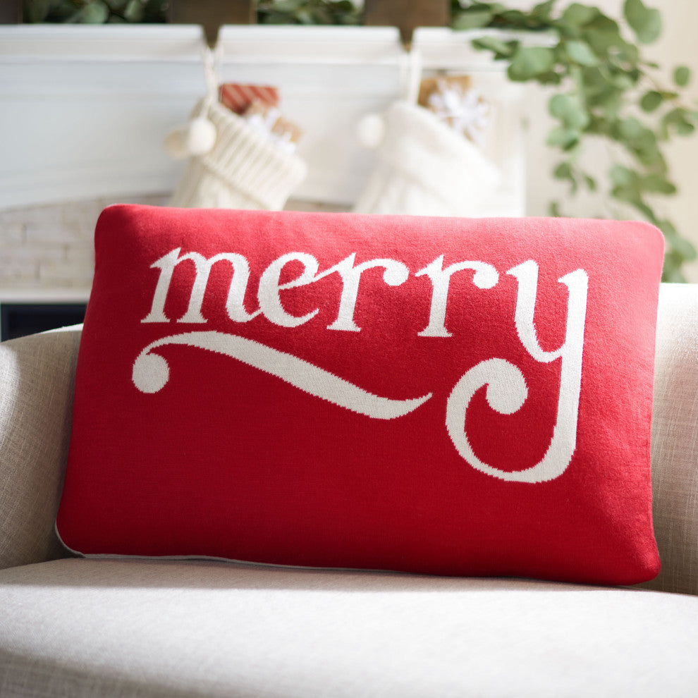 Safavieh Be Merry Pillow, Red, 16"x24"
