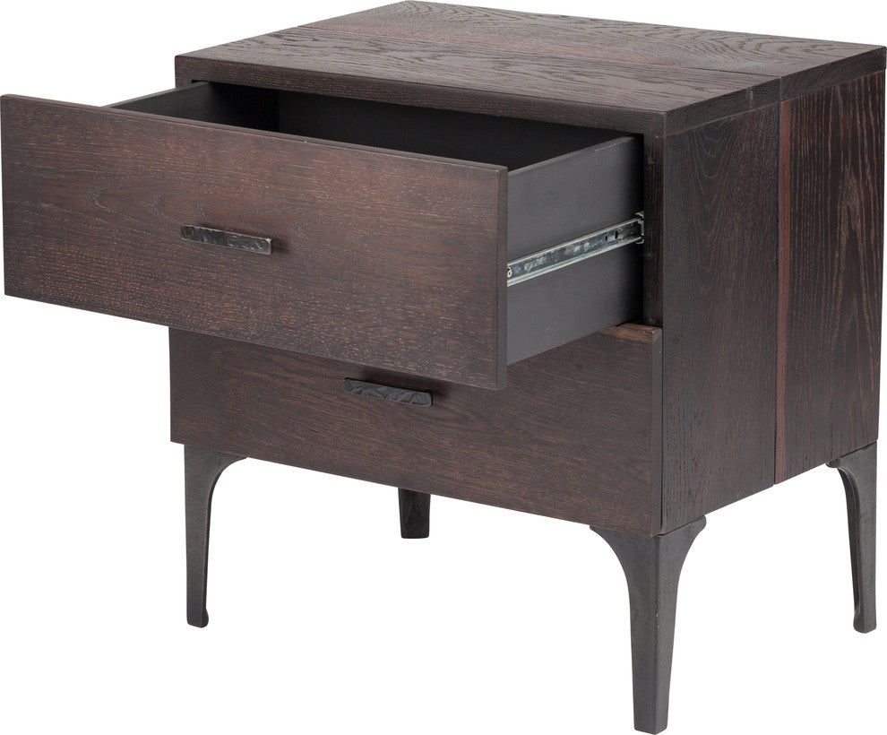 Prana Seared Oak Side Table With Cast Iron Legs