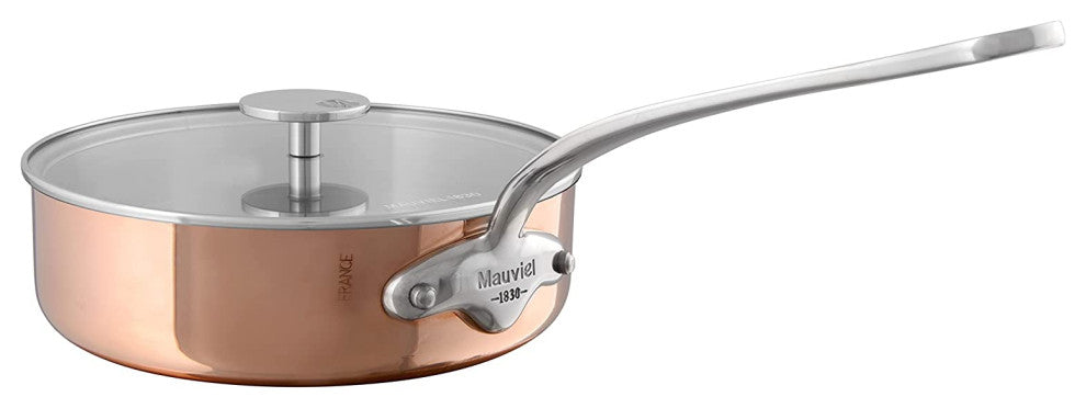 Mauviel M''3S Copper Sautepan With Lid & Cast Stainless Steel Handle, 3.2-qt