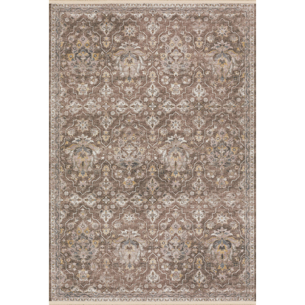 Indoor/Outdoor Marbella MB4 Mocha Machine Washable 3' x 5' Rug