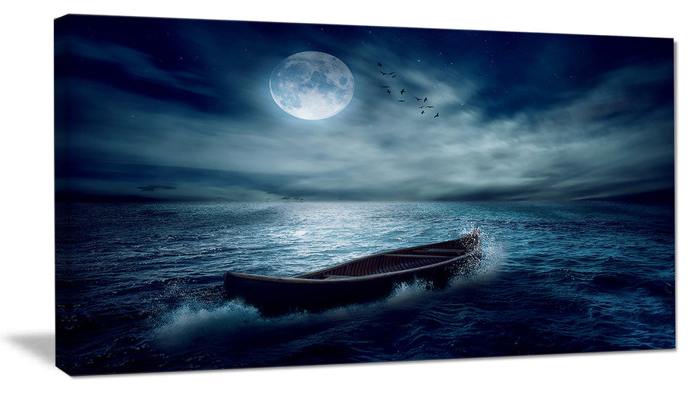 Boat Driftinga Away from the Past, Landscape Canvas Art Print, 32"x16"