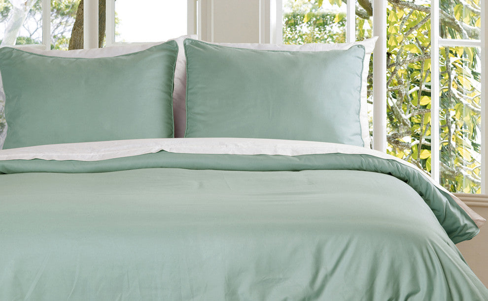 Lotus Home Water and Stain Resistant Duvet Cover Mini Set, Sage, King