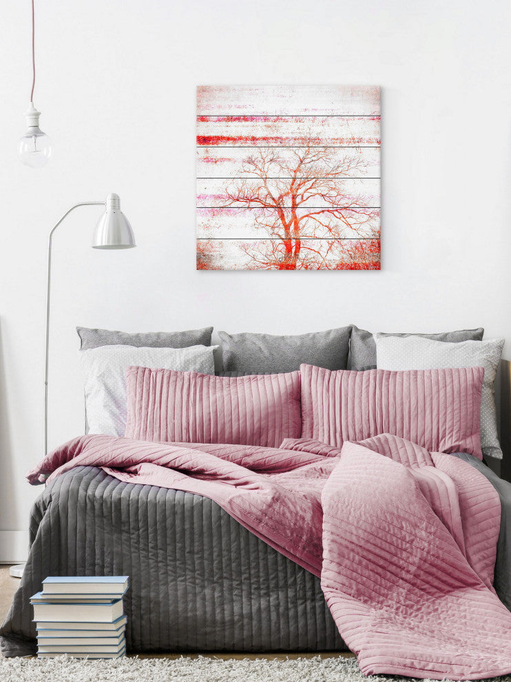 "Orange Tree" Print on White Wood, 40"x40"