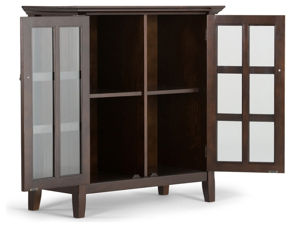 Acadian Solid Wood 35 Inch Wide Low Storage Cabinet In Brunette Brown