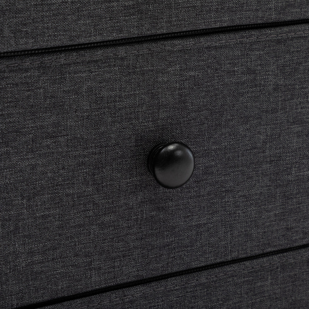 6 Fabric Drawers Steel Frame Double Dresser, Black