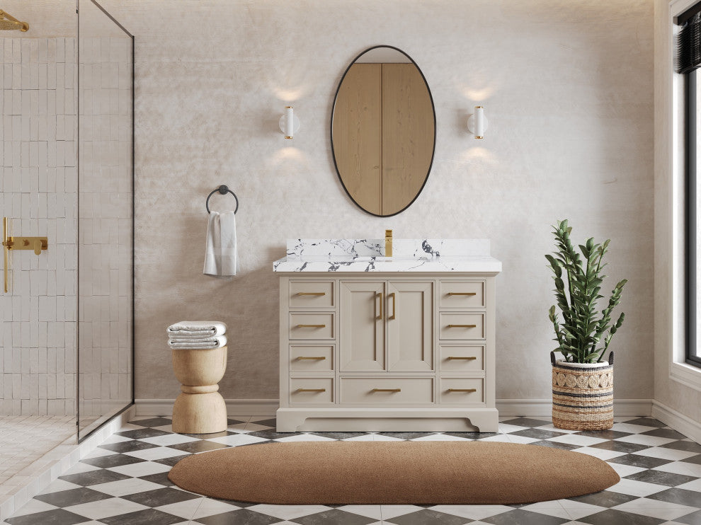 Charlotte 48" Single Sink Bath Vanity in Fine Grain 2" Viola Night