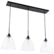 Black Finish And Clear Glass 3-Light Pendant