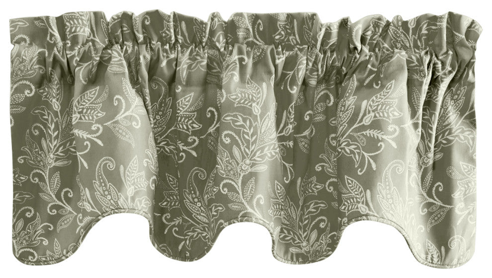 Lexington Leaf Lined Scallop Valance, Sage