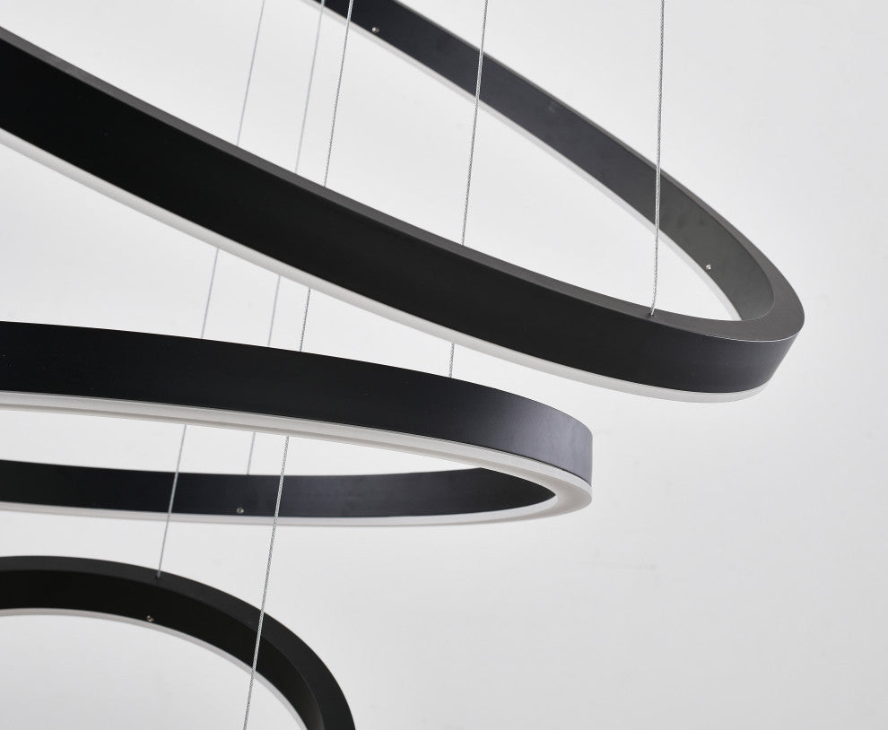 LED Chandelier, Matte Black