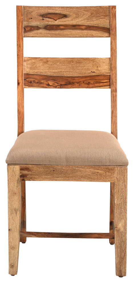 Damian 7-piece Upholstered Live Edge Solid Wood Dining Set, Brown