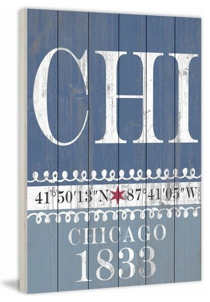 "Chicago 1833" Painting Print on White Wood, 24"x36"
