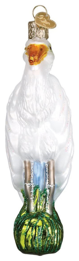 Old World Christmas Bird Watcher Collection Glass Blown Ornaments Great Egret