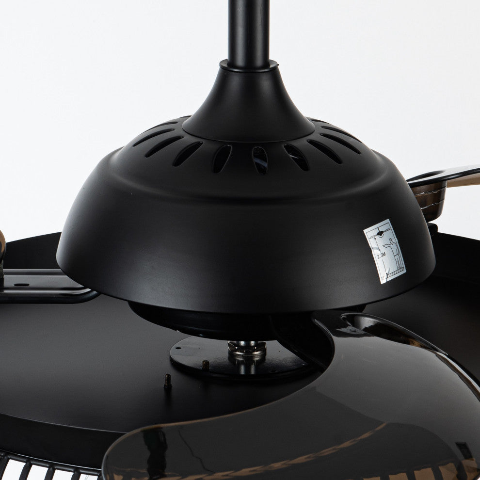 42 in. Modern Black Crystal Retractable Ceiling Fan with Light Kit and Remote