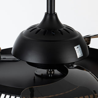 42 in. Modern Black Crystal Retractable Ceiling Fan with Light Kit and Remote